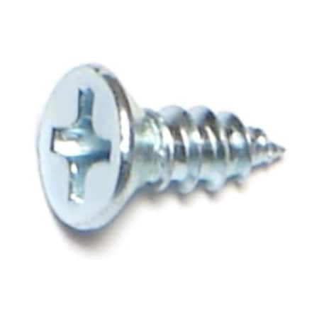 Sheet Metal Screw, #6 x 3/8 in, Zinc Plated Steel Flat Head Phillips Drive, 60 PK